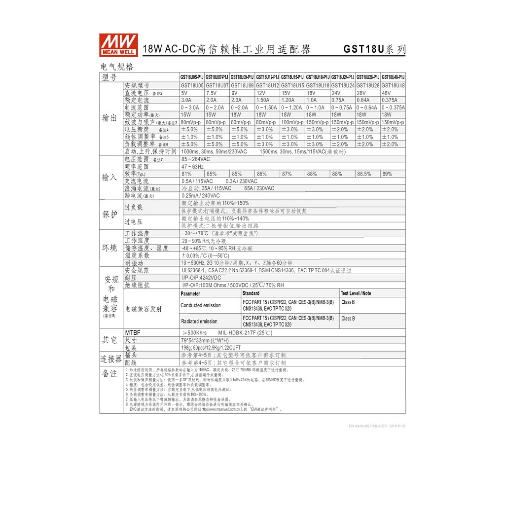 明緯15W全球認證桌上型變壓器(GST18U07-P1J), , large