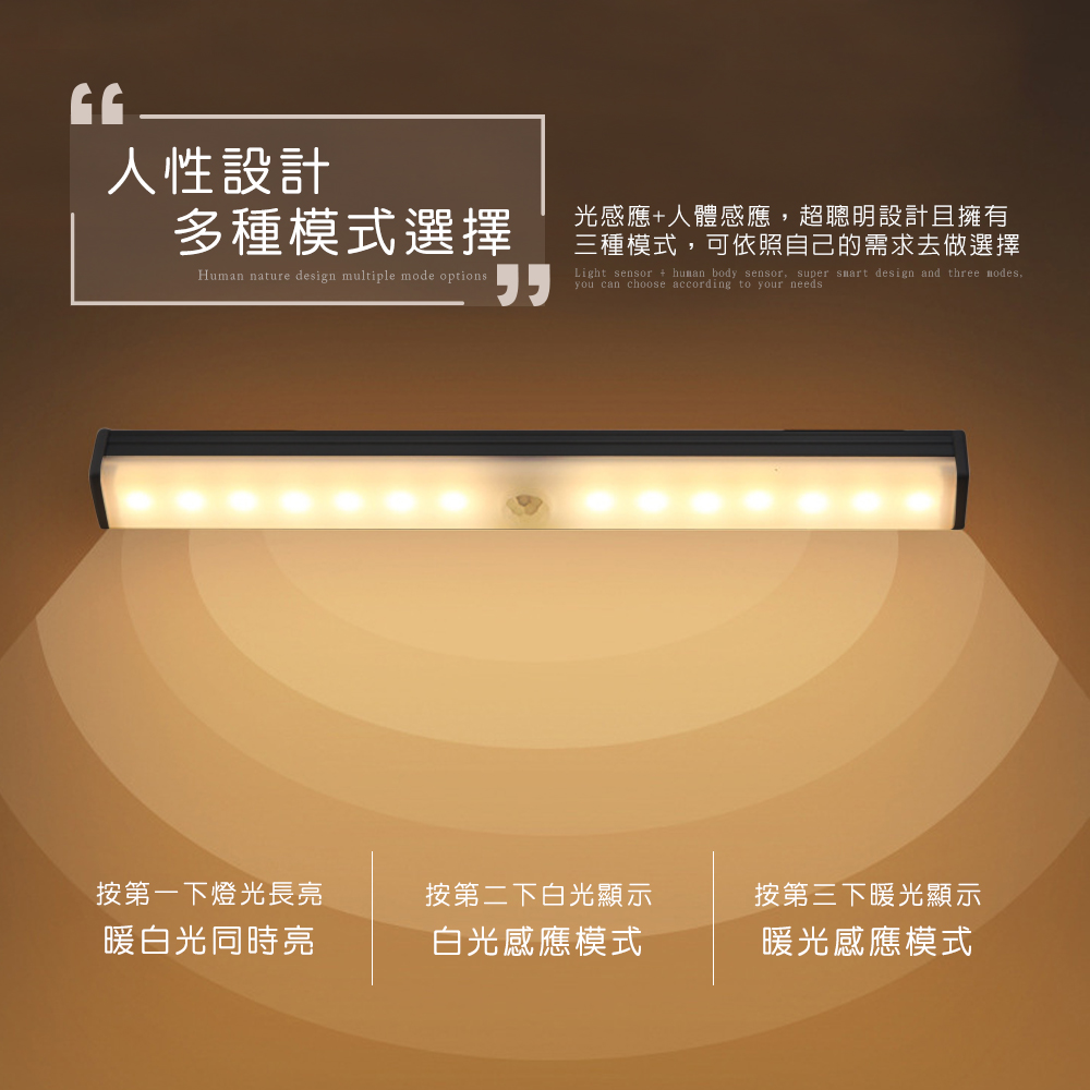 [HANLIN]-LED20 可變色LED自動感應燈#USB 充電 小夜燈 露營燈 磁吸感應燈 櫥櫃燈, , large