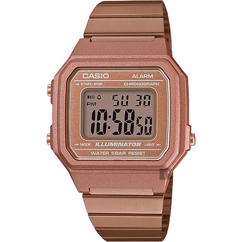 CASIO 卡西歐 復古文青大數字電子錶-玫瑰金 B650WC-5ADF, , large