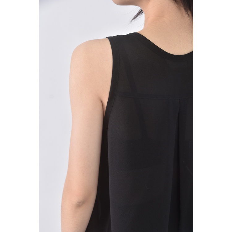 (S) osan質感無袖黑色上衣二手衣, , large