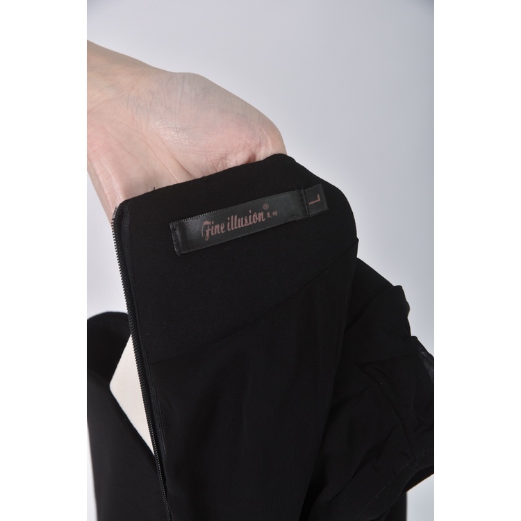 (M) iris girls質感跳色黑色洋裝二手衣, , large