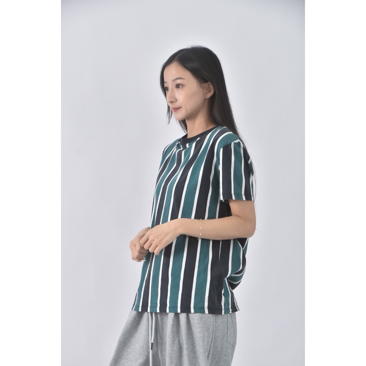 (S) bershka運動棉質條紋綠色短袖上衣二手衣, , large