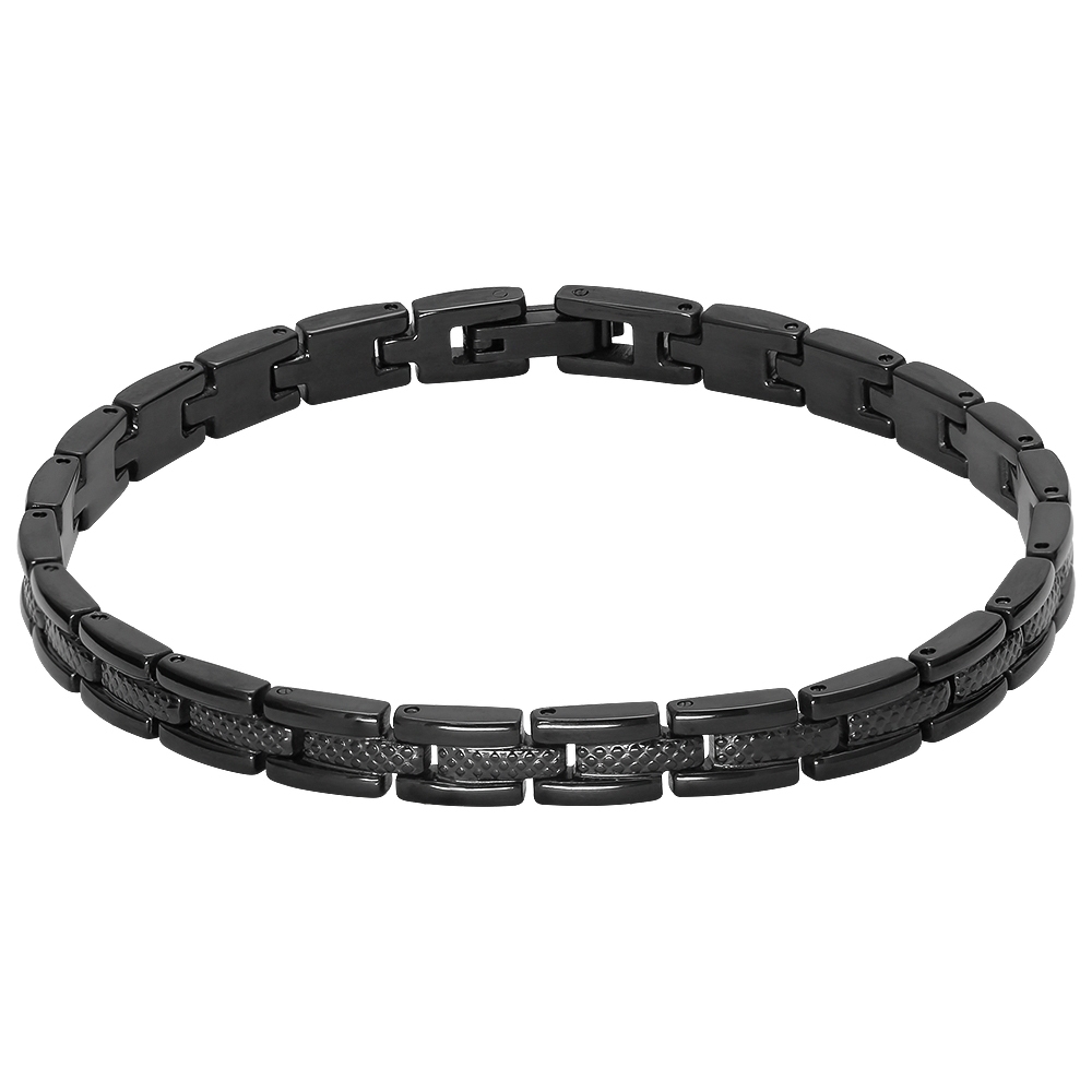 【快速出貨】法國 ROCHET Santorin系列 不鏽鋼男士手鍊-黑 HB4761, , large