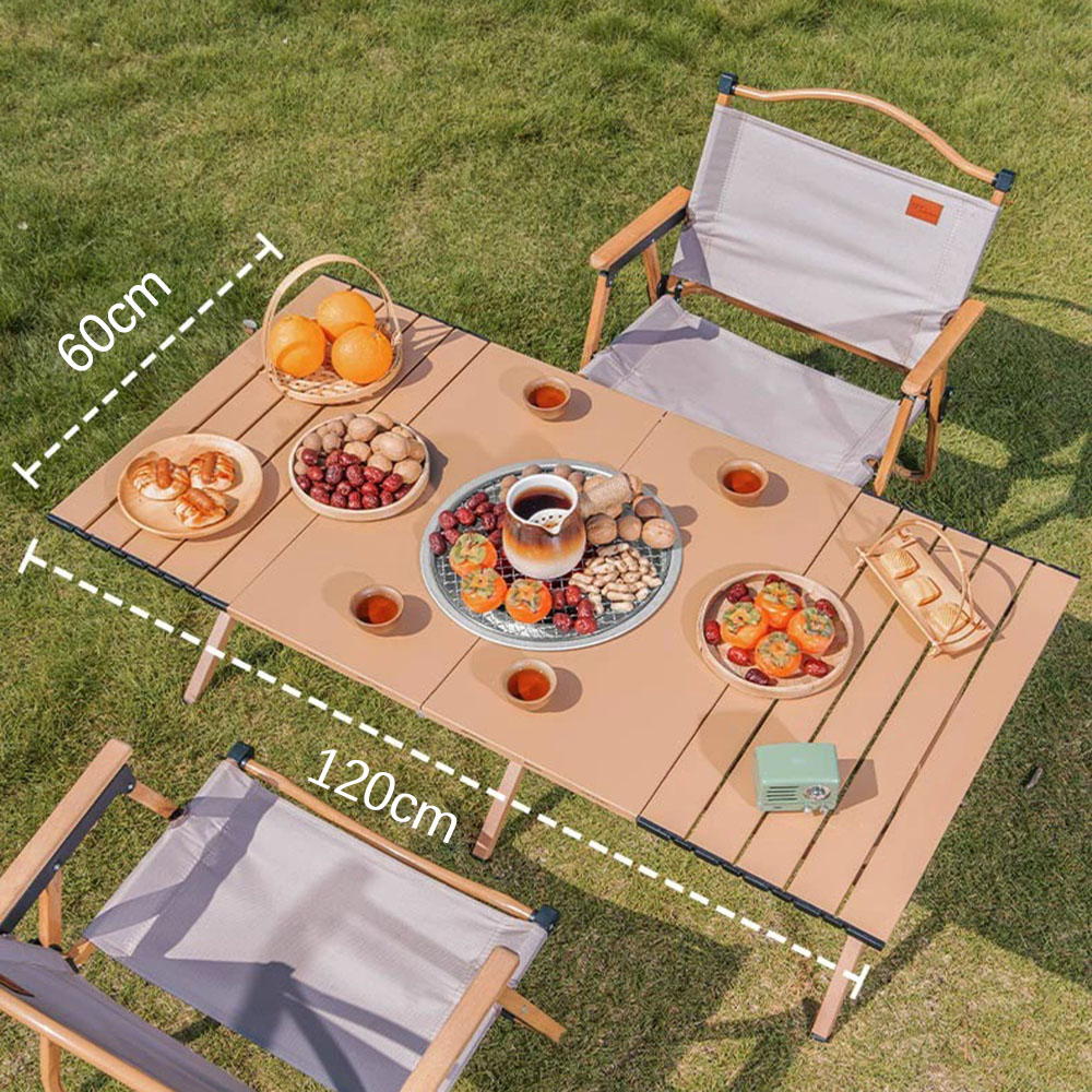 Khaki Multifunctional Outdoor Camping BBQ Omelet Table (Outdoor Camping Folding Table, BBQ Camping Table, Lightweight Folding Camping Table), , large