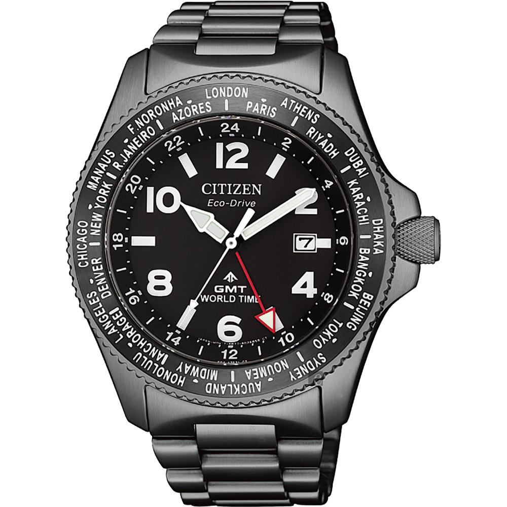 CITIZEN 星辰 PROMASTER GMT 限量光動能兩地時間手錶 BJ7107-83E, , large