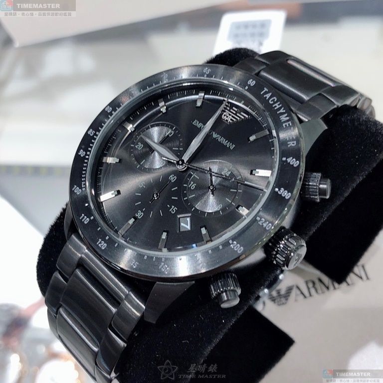 [星晴錶業]ARMANI手錶,44mm,AR00040黑色錶面黑錶殼深黑色精鋼錶帶款, , large