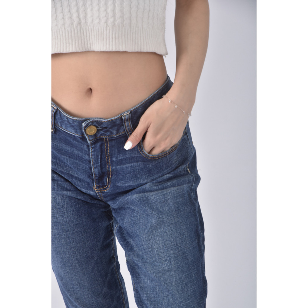 (2XL) super stretch丹寧牛仔質感棉質仿舊藍色長褲二手衣, , large