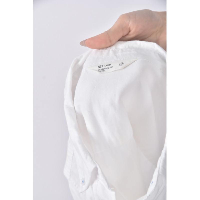 (M) net質感棉質純棉白色長袖上衣二手衣, , large