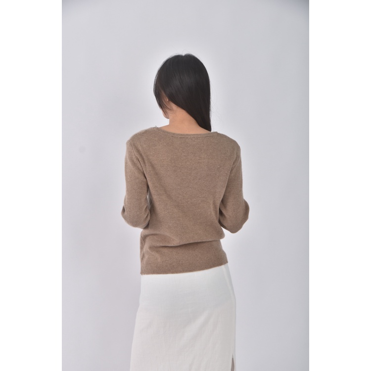 (M) manhattan質感圓領棕色長袖上衣二手衣, , large