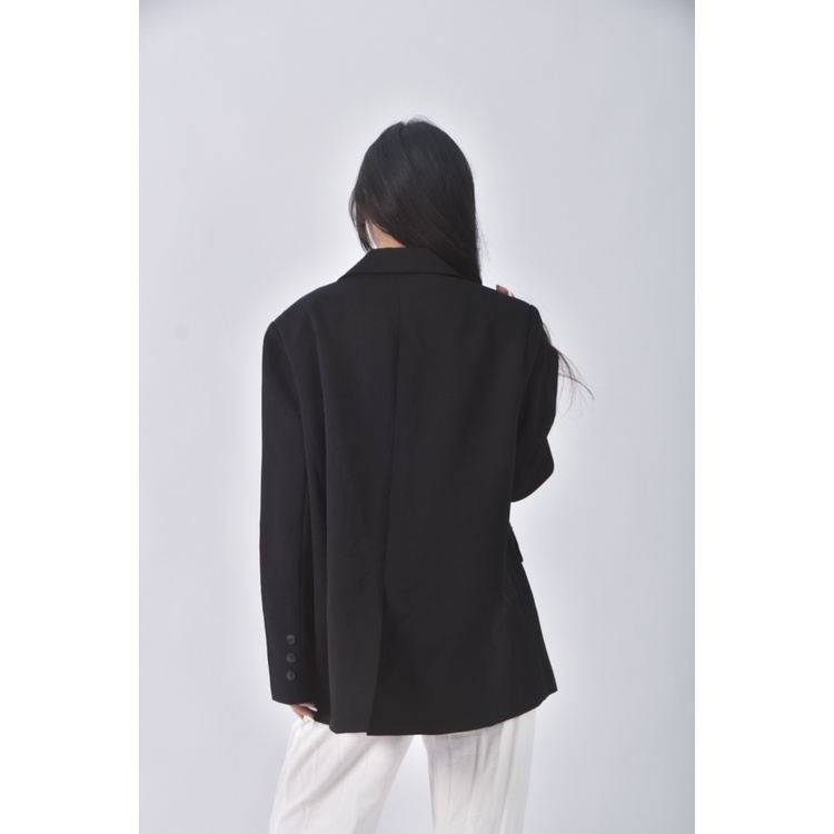 (M) wear to eat西裝寬鬆黑色外套二手衣, , large
