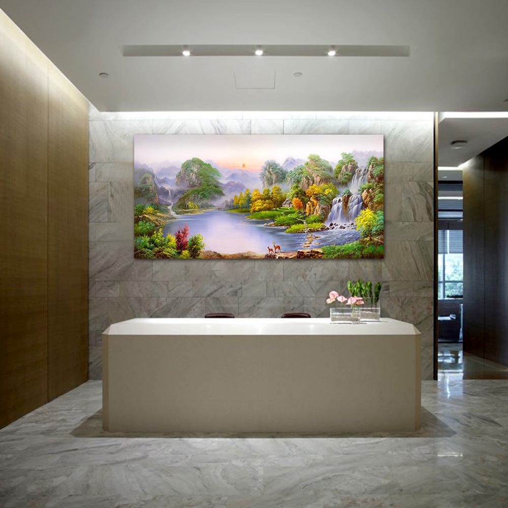 【御畫房】旭日東昇 國家一級畫師手繪油畫60&times;120cm(VF-117), , large