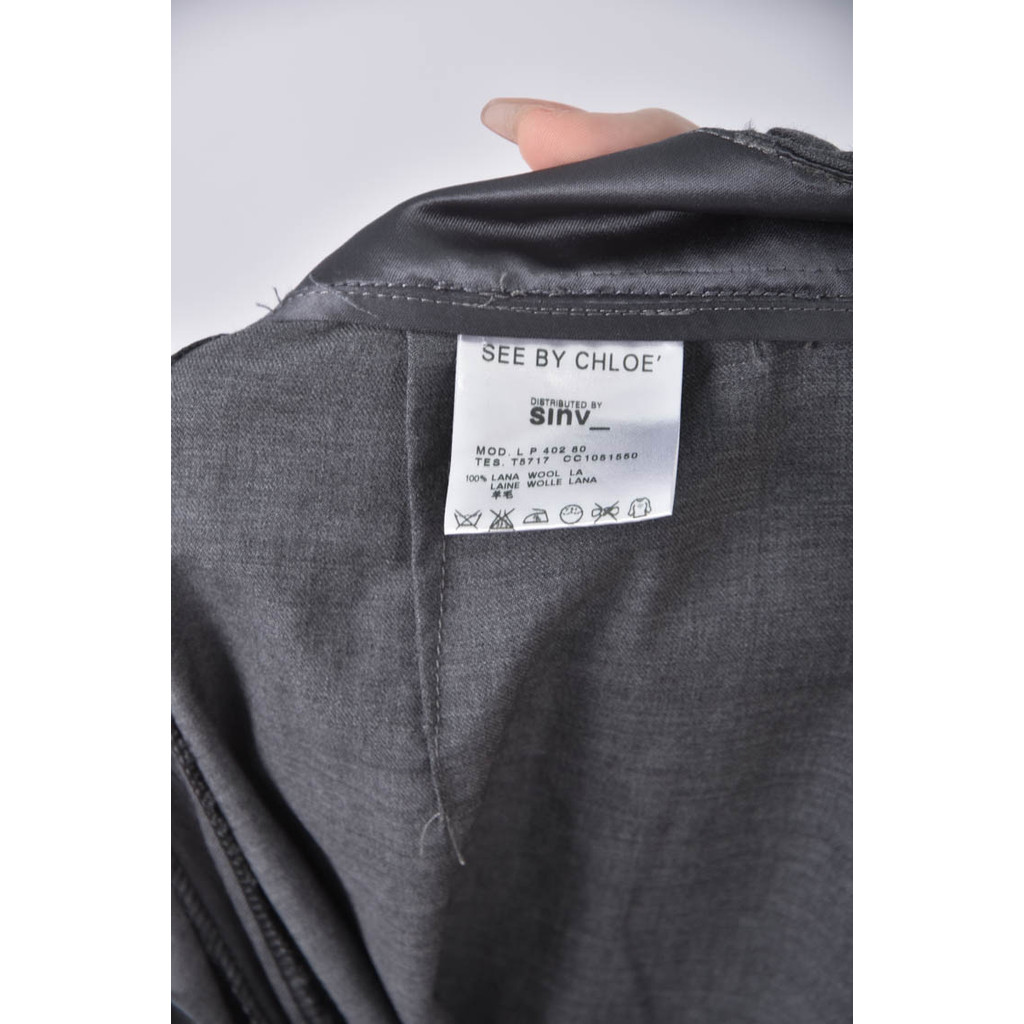 (L) see by chloe高腰西裝羊毛排扣灰色長褲二手衣, , large