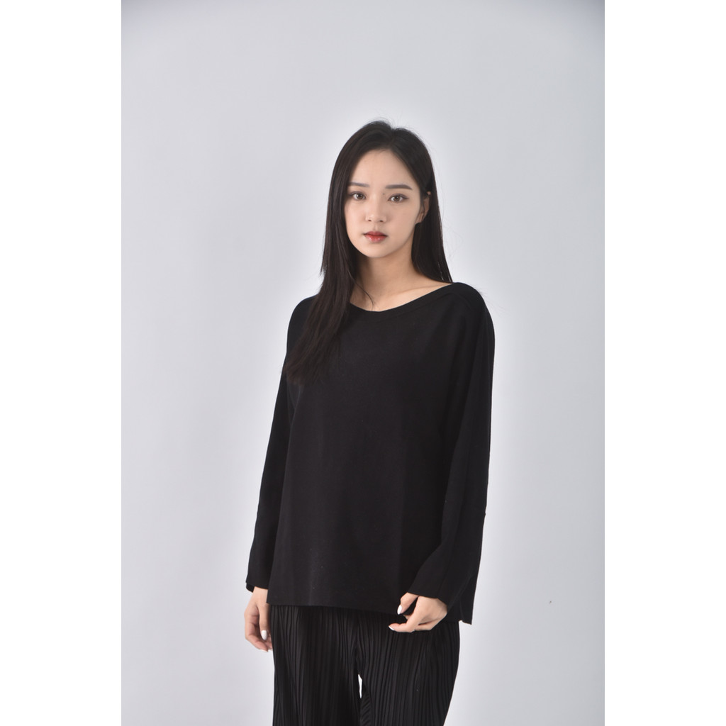 (XL) glordano圓領黑色長袖上衣二手衣