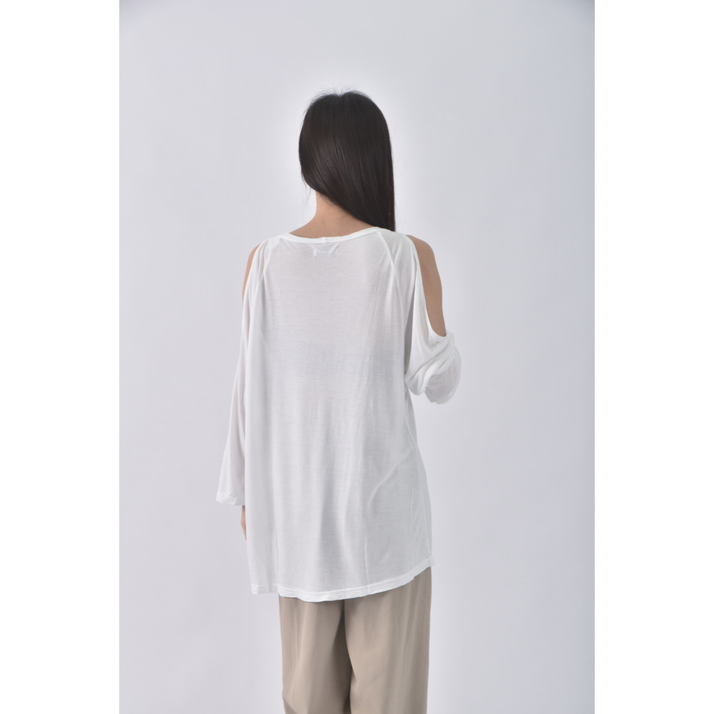 (S) lauren moshi挖肩白色長袖上衣二手衣, , large
