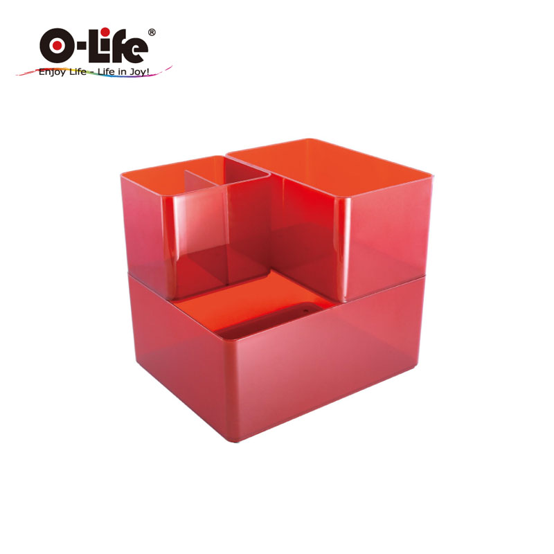 B-012 stacking storage box-red 3-piece set, , large