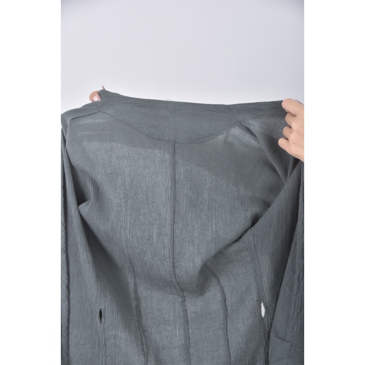 (M) 質感綁帶灰色罩衫二手衣, , large