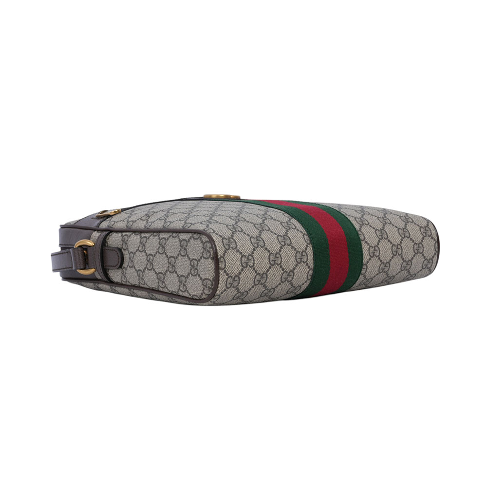 GUCCI Ophidia 綠紅織帶中款郵差包/斜背包/米色/烏木色, , large