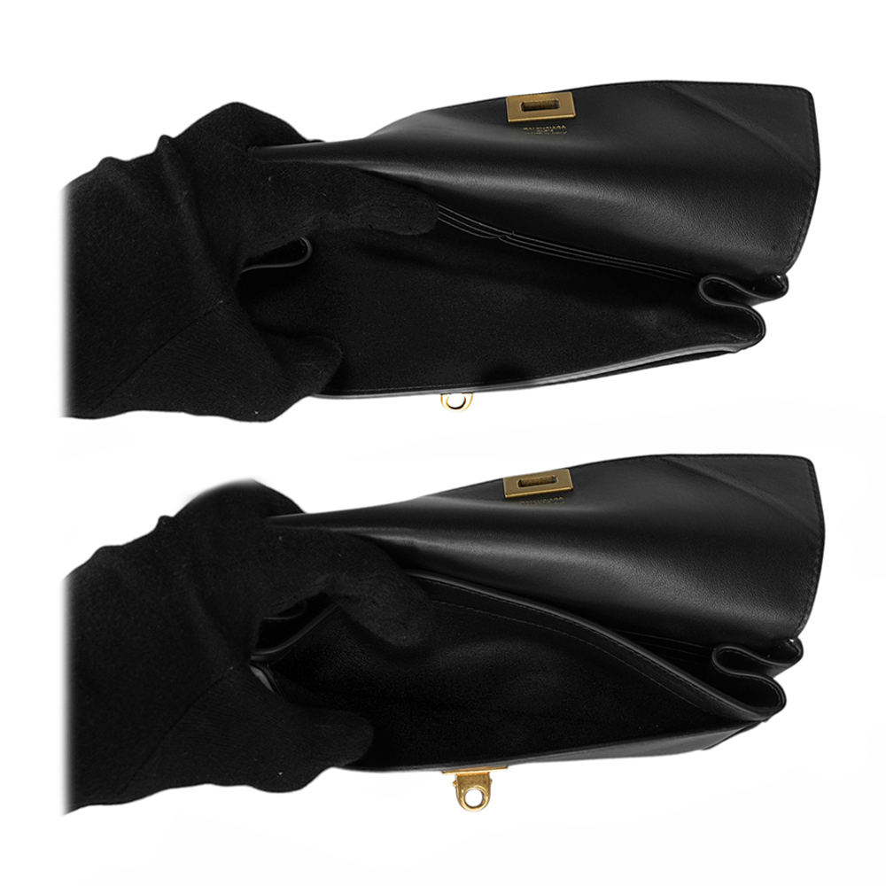 BALENCIAGA Rodeo 金釦平滑小牛皮翻蓋長夾/黑色, , large
