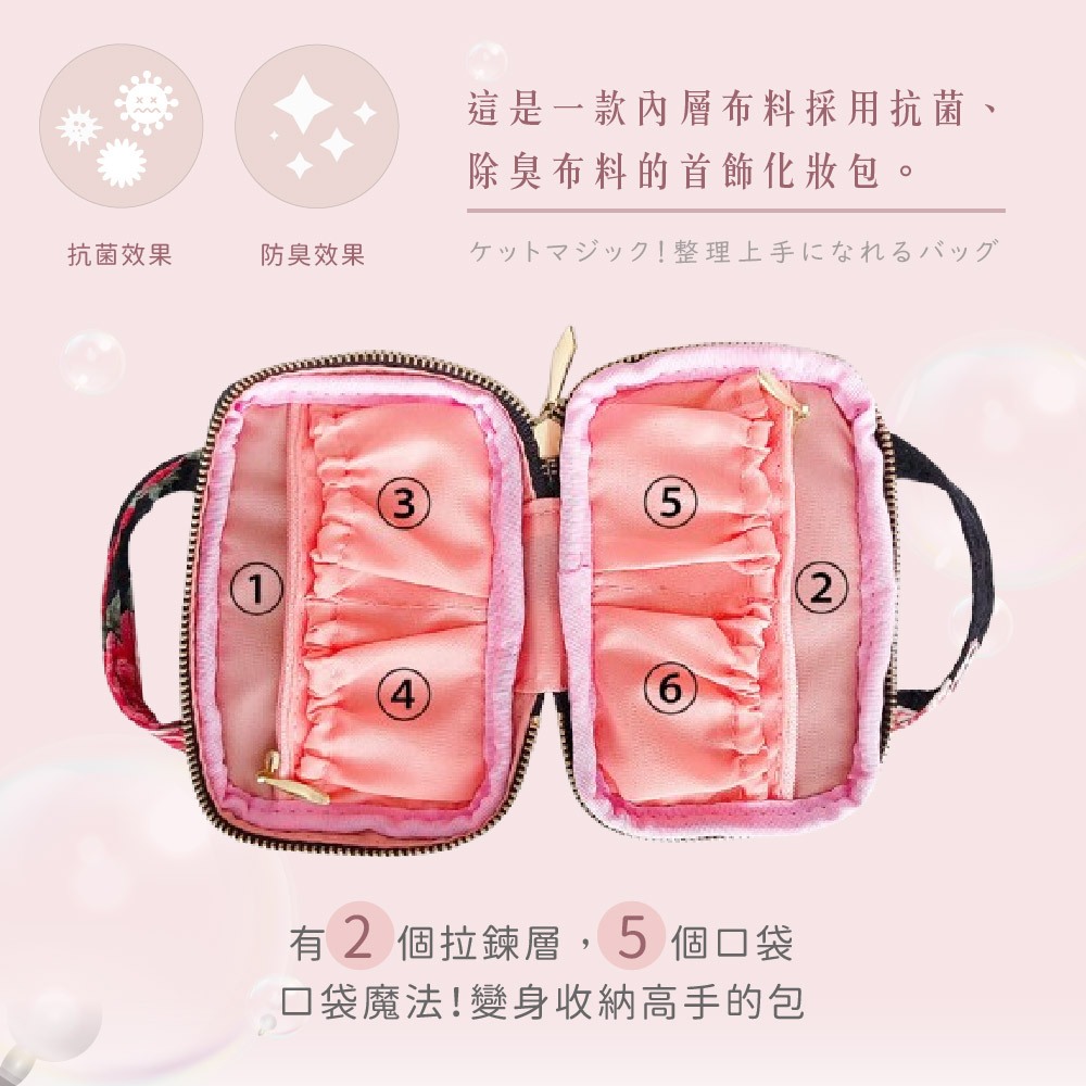 日本製 【Passage Bois】玫瑰 首飾化妝包, , large