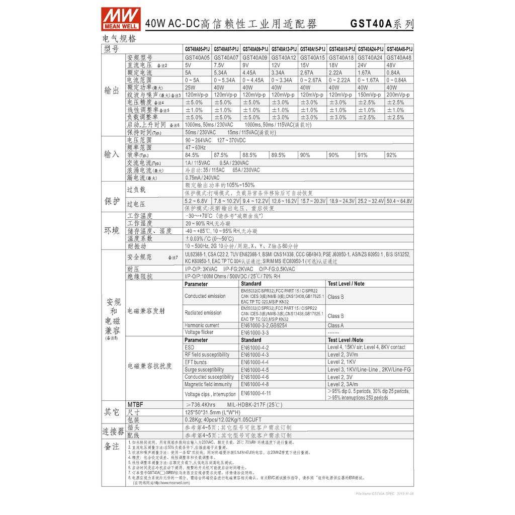 明緯40W全球認證桌上型變壓器(GST40A48-P1J), , large