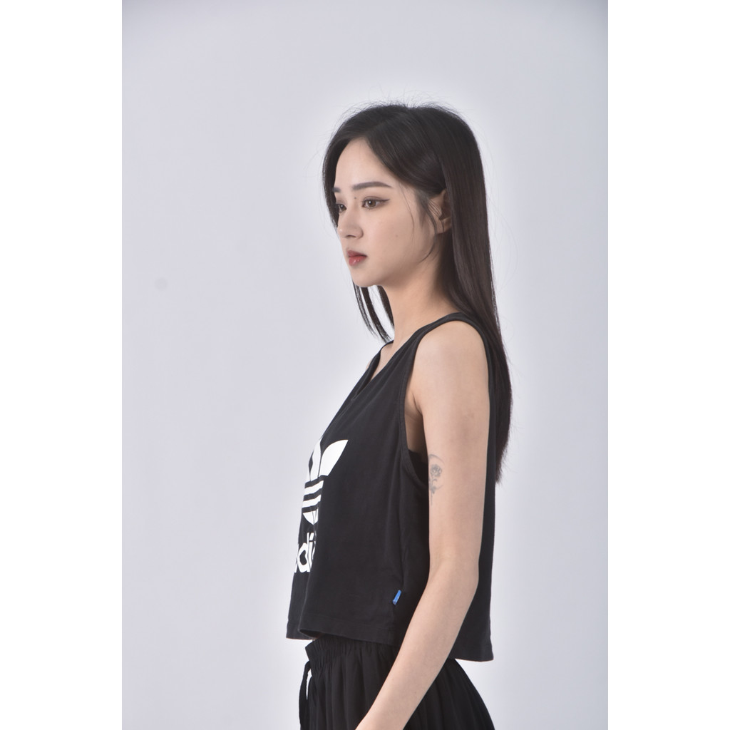 (S) adidas棉質純棉背心黑色上衣二手衣, , large