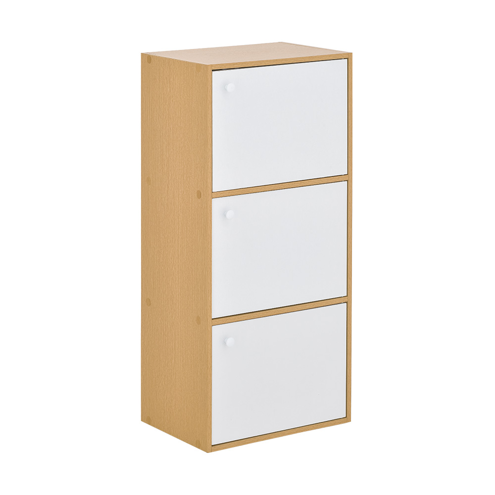 【H&R安室家】簡約木紋三門收納櫃/置物櫃-BCF32, , large