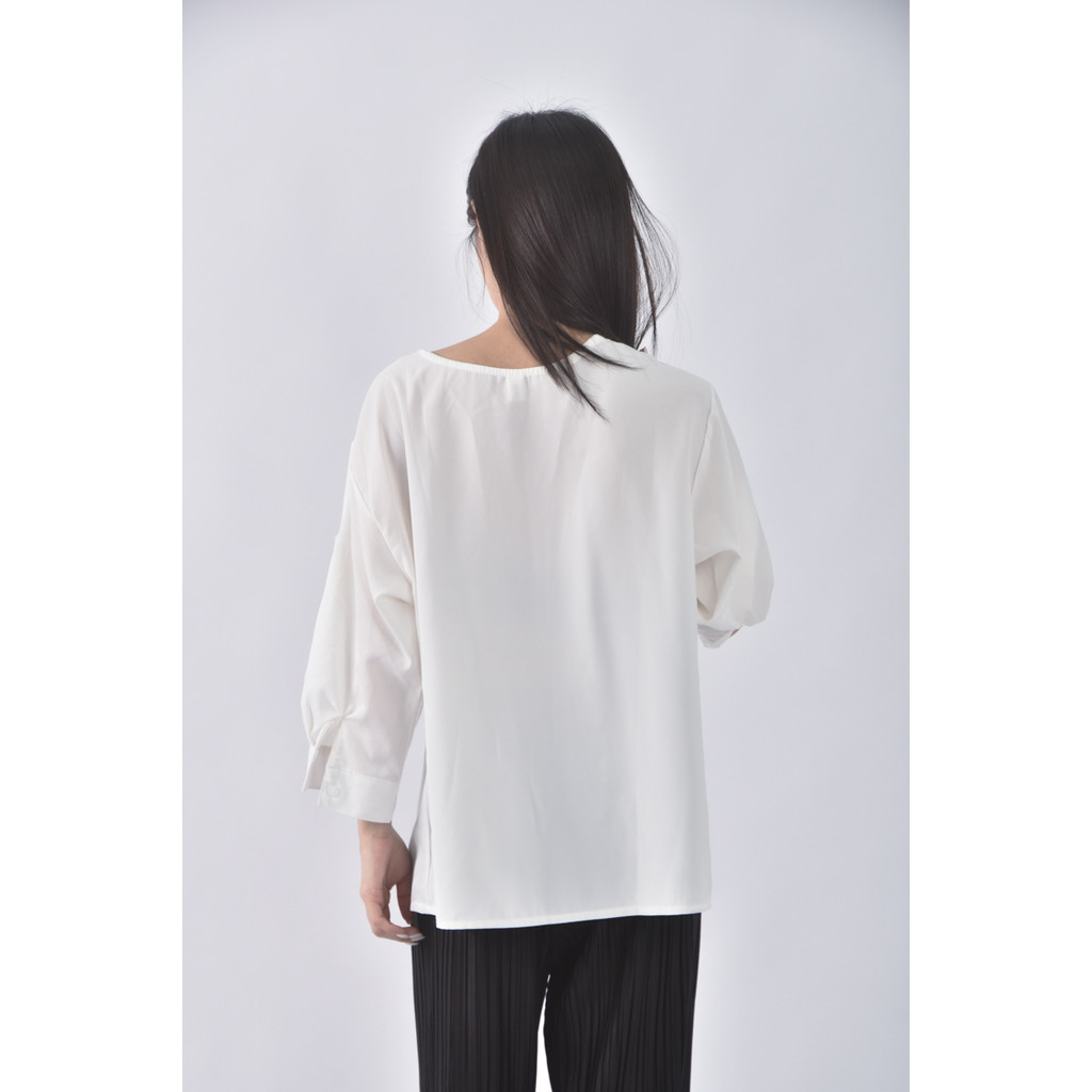 (L) hthp韓牌v領白色短袖上衣二手衣, , large