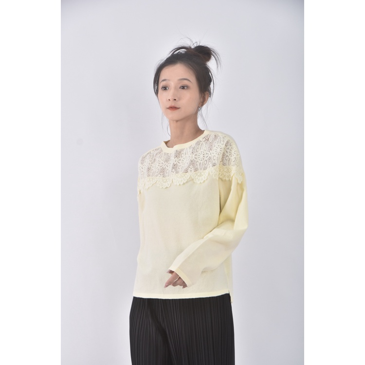 (L) balen韓牌質感圓領黃色長袖上衣二手衣, , large