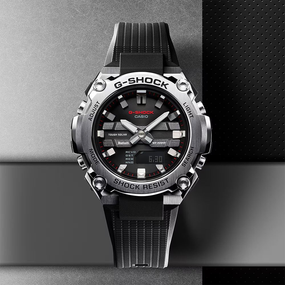 CASIO 卡西歐G-SHOCK 纖薄太陽能藍芽手錶 GST-B600-1A, , large