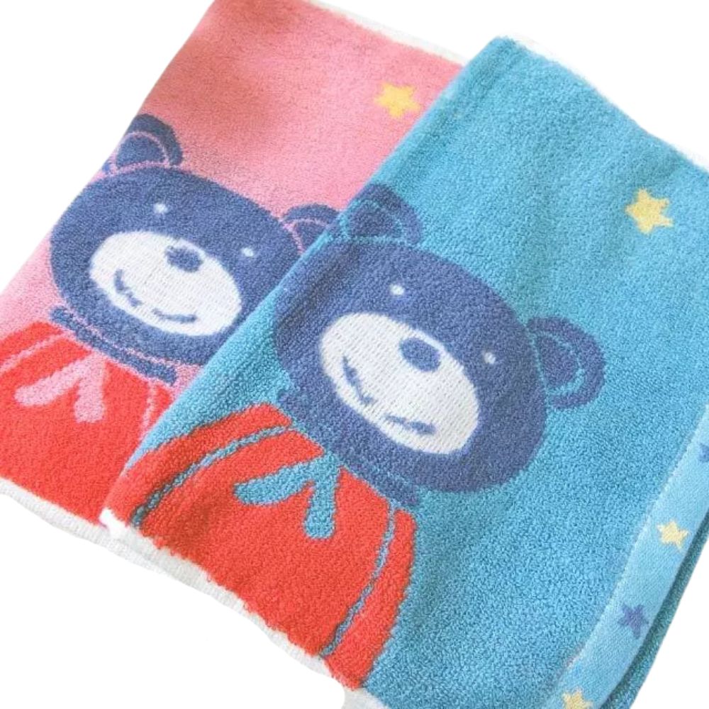 [Kaimei Cotton Industry] Five sets of high-quality untwisted pure cotton absorbent children's towels/face towels colorful bear style, , large