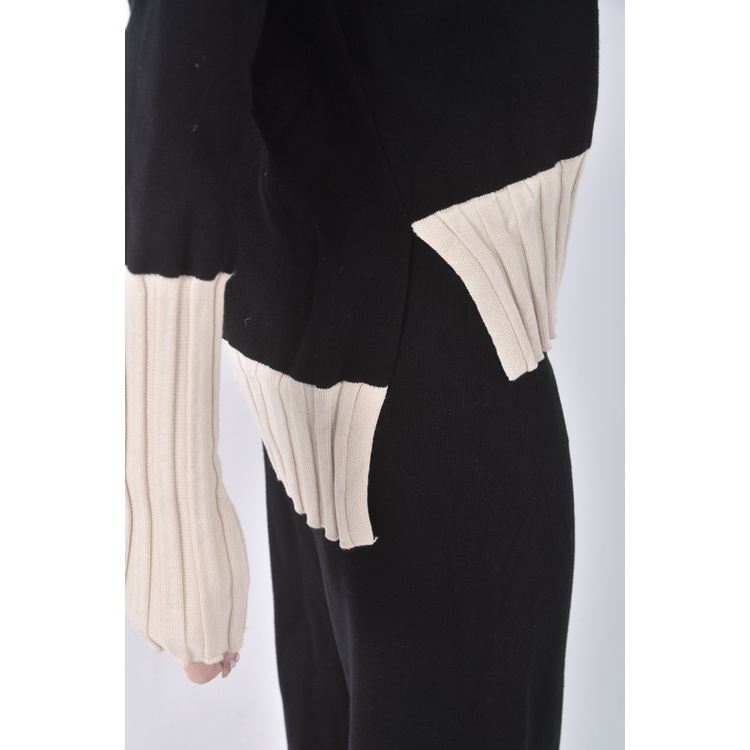 (L) 質感跳色黑色套裝二手衣, , large