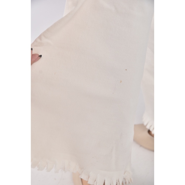 (XL) monospace丹寧牛仔質感棉質白色長褲二手衣, , large