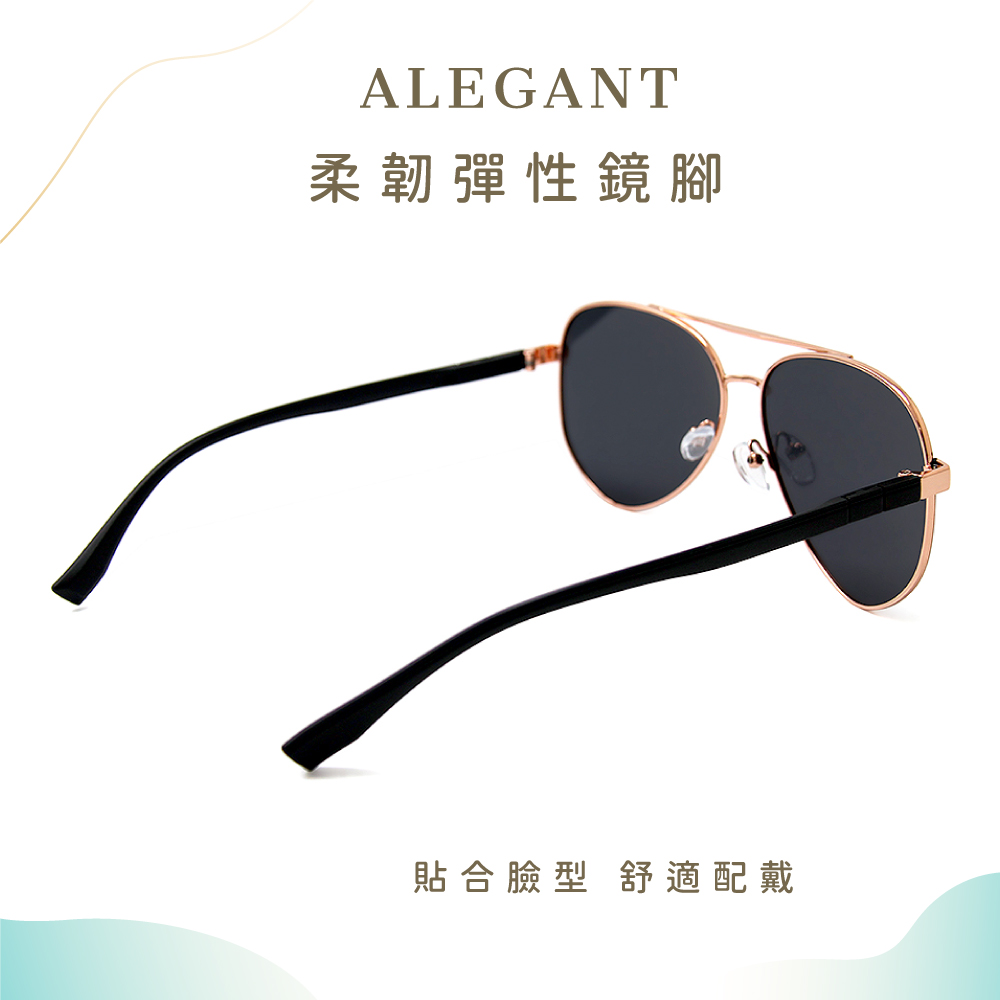 儒雅紳士奢耀金飛官寶麗來偏光墨鏡/UV400太陽眼鏡〔ALEGANT〕, , large