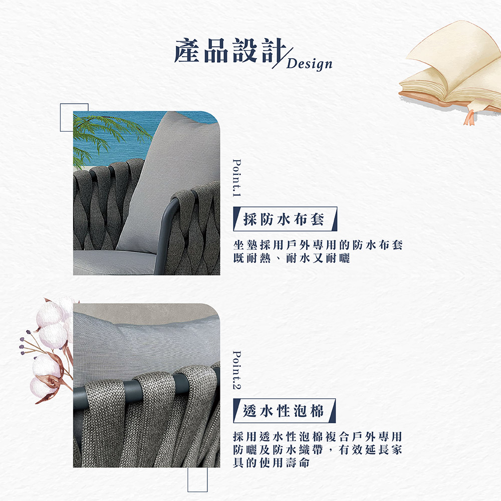 【Hampton 漢汀堡】格曼戶外吧台椅-深灰, , large