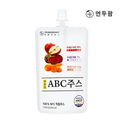 【韓國YEONDOOFARM妍杜農場】NFC 100% 兒童ABC蔬果汁 10入/散裝 贈保溫(冷)便當手提袋-隨機不挑色, , large