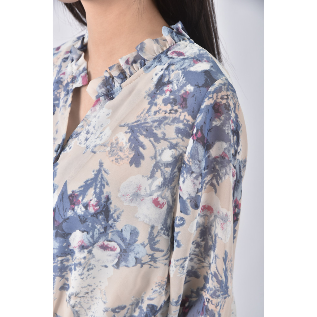 (S) 【金莎私服】eyescream質感花紋藍色洋裝二手衣, , large