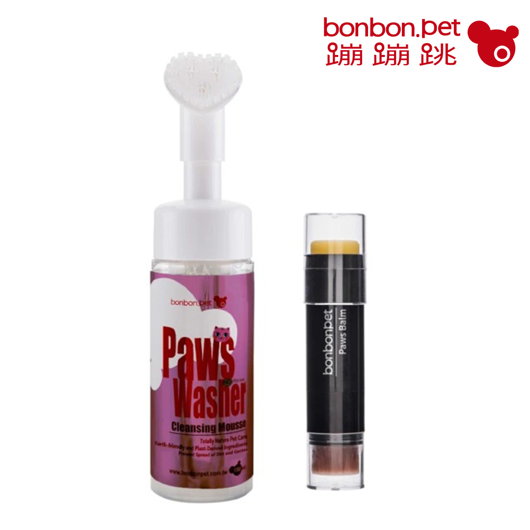 Gentle & Hypoallergenic Rose Geranium Cleansing Mousse for Cats (150ml) + Paw Care Massage Stick (8g) Set, , large