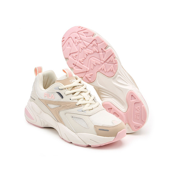 Kixpress-Fila Defender 女 休閒鞋 運動鞋 慢跑鞋 復古 厚底 斐樂 米 粉紅 [5-J530Y-775], , large