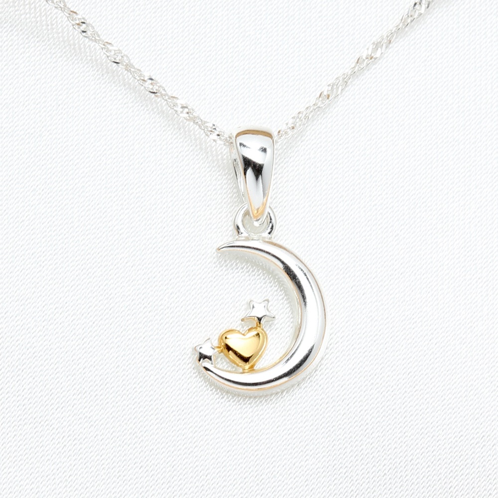 【Angel & Me】心月相依 s925 純銀 星星 月亮 項鍊 生日禮物, , large