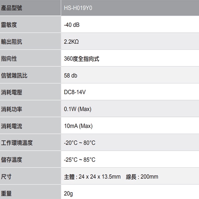 昌運監視器 昇銳 HS-H019Y0 專業型監聽麥克風 收音麥克風 高靈敏 VR音量調整 適用各款攝影機, , large