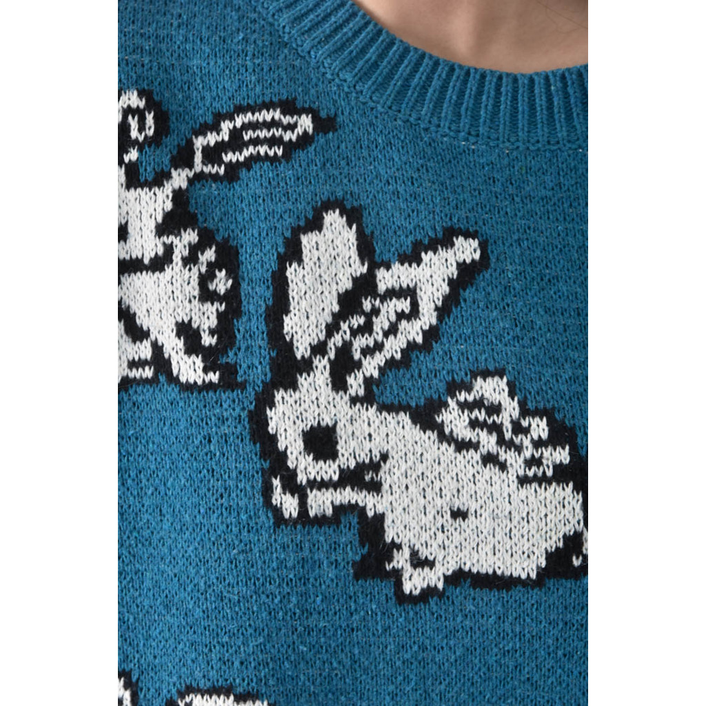(L) xbz刺繡藍色毛衣二手衣, , large