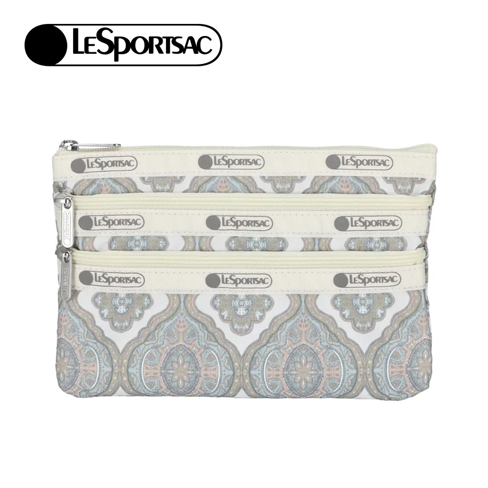 |快速出貨|Lesportsac 3-zip Cosmetic 三層拉鍊化妝包/ 大馬士革窗花, , large
