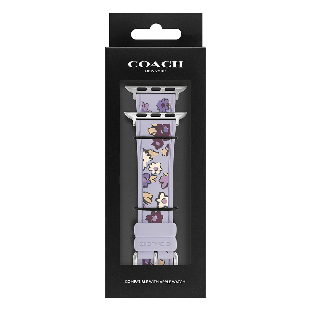 COACH Apple Watch 淡紫花朵錶帶 38/40/41mm適用 矽膠錶帶 禮物 送禮(不含手錶), , large