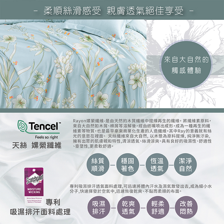 Indian新科技天絲吸濕排汗雙人加大四件式床包兩用被組-水仙, , large