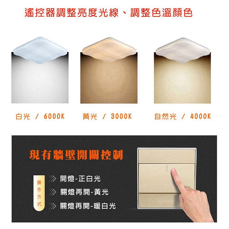[Honey Comb]方型格狀LED72W遙控調光調色客廳吸頂燈(V2071C72), , large