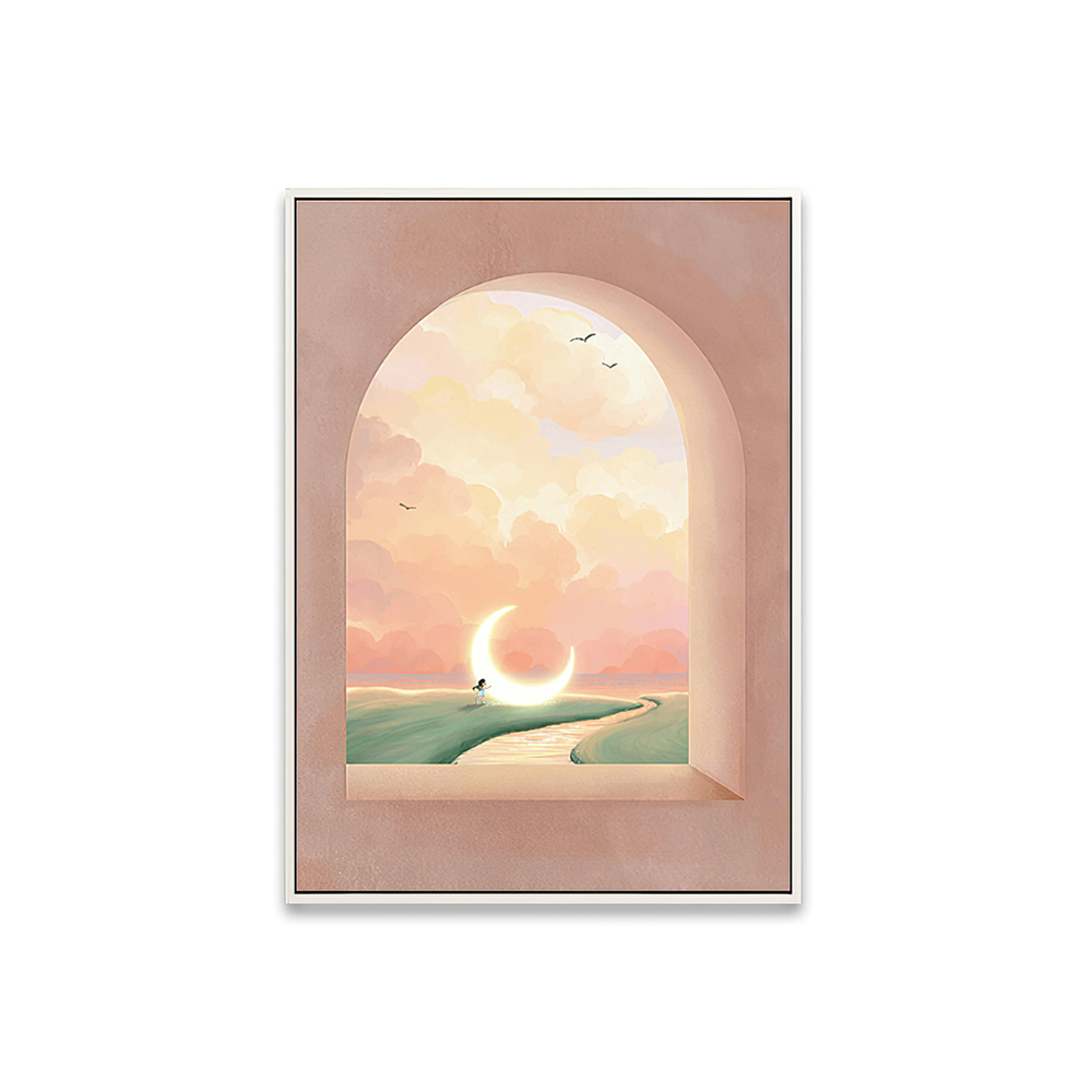 【上手家居】窗色遠景裝飾掛畫 30*40cm-沉月(玄關掛畫/壁畫/裝飾畫/風景掛畫/客廳掛畫), , large