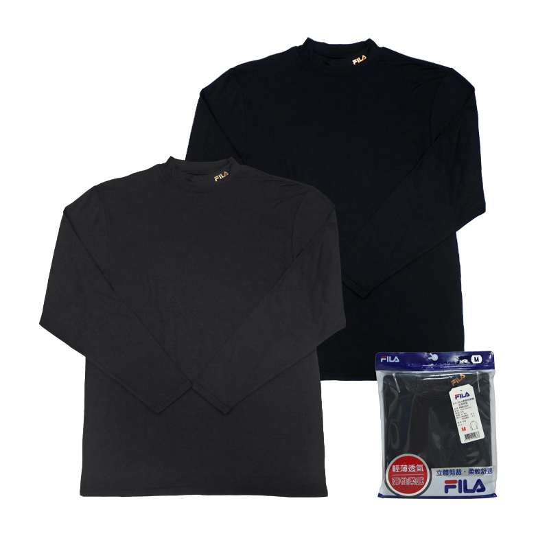 FILA男簡約輕暖立領長袖, , large