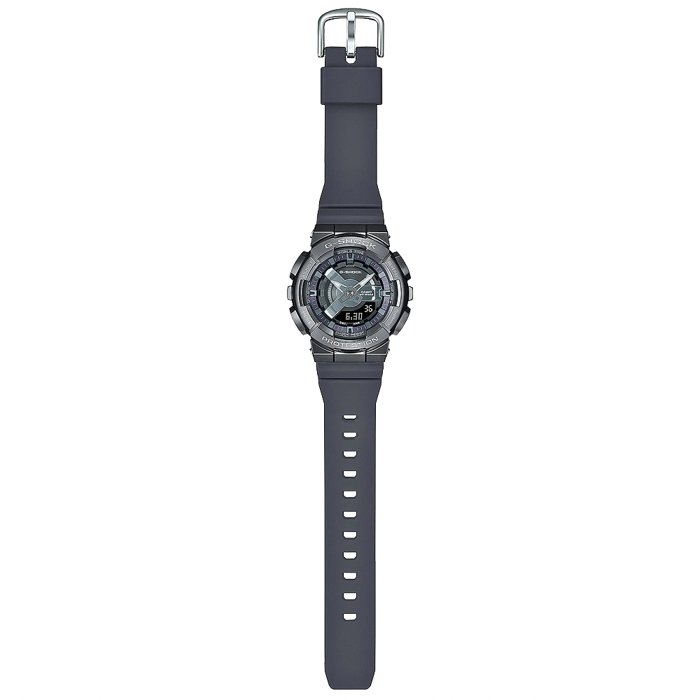 CASIO 卡西歐 G-SHOCK 金屬色雙顯電子錶-個性銀 GM-S110B-8A, , large