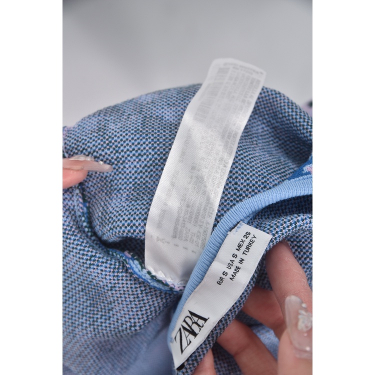 (S) zara修身短版質感藍色長袖上衣二手衣, , large