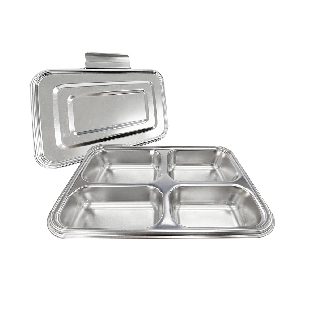 PERFECT 理想牌 極緻316不鏽鋼四格餐盤分格便當盒環保餐盒 25cm無蓋-Leidea樂德兒, , large